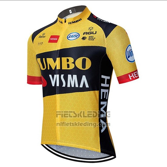 2020 Fietskleding Jumbo Visma Geel Zwart Korte Mouwen en Koersbroek